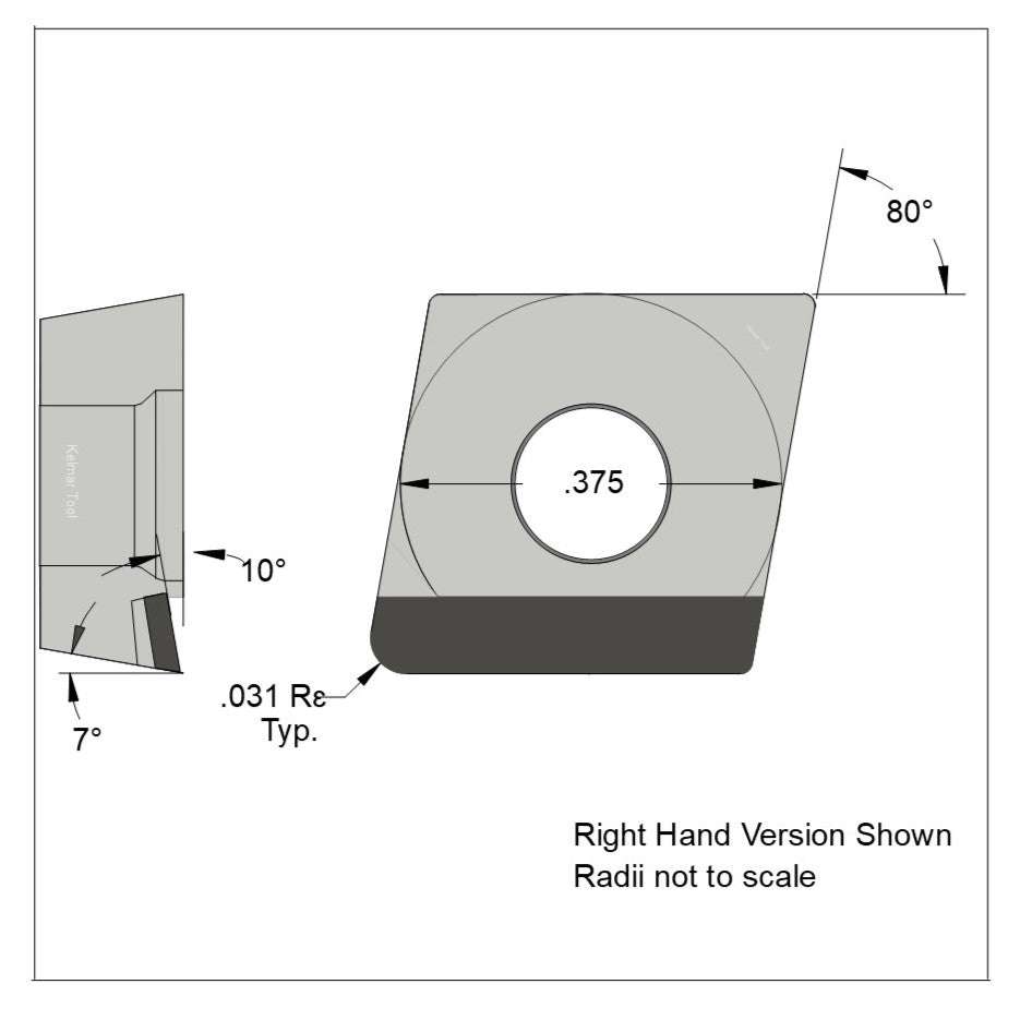 CCGT-32.52 Full Edge RH (10pcs.) Polycrystalline Diamond (PCD) Coarse Grade CTM302 (2/30µm)