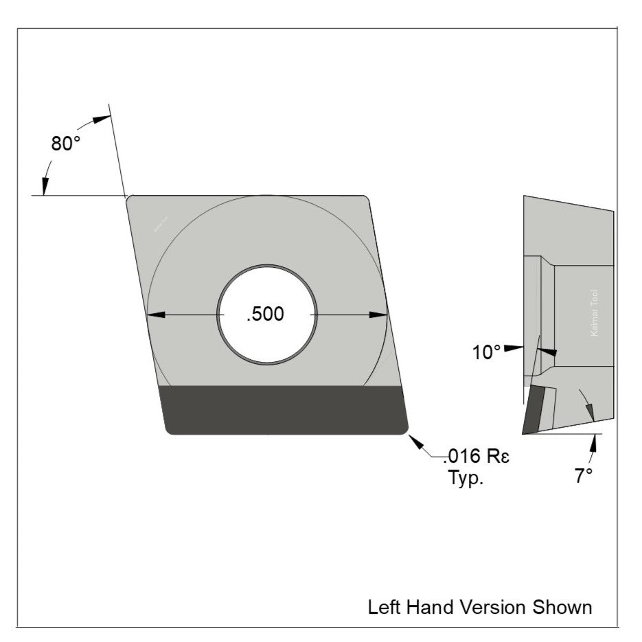 CCGT-431 Full Edge LH Polycrystalline Diamond (PCD) Coarse Bi-Modal Grade (2/30µm)