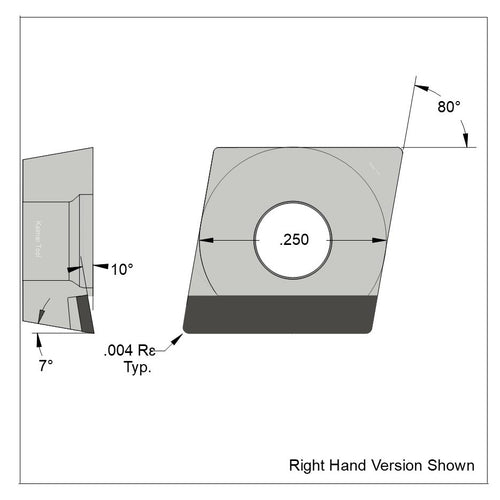 CCGT-21.50.25 Full Edge RH (10pcs.) Polycrystalline Diamond (PCD) Coarse Grade CTM302 (2/30µm)