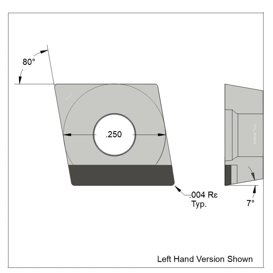 CCGW-21.50.25 Full Edge LH Polycrystalline Diamond (PCD) Coarse Grade CTM302 (2/30µm)