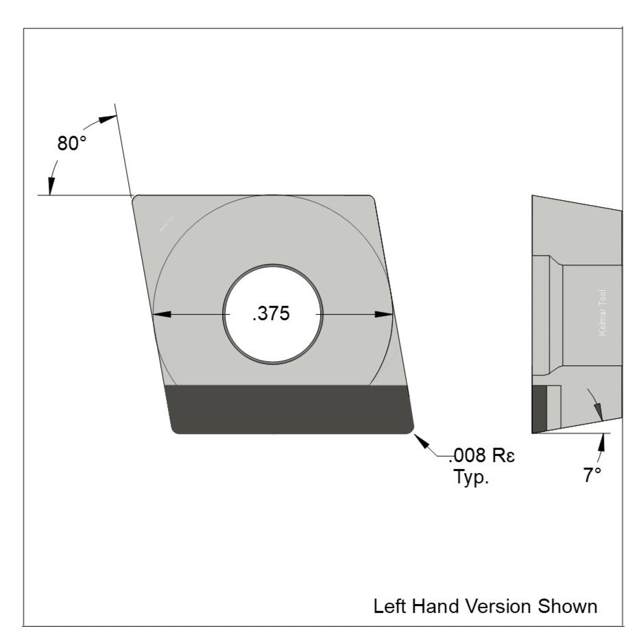 CCGW-32.50.5 Full Edge LH Polycrystalline Diamond (PCD) Coarse Grade CTM302 (2/30µm)