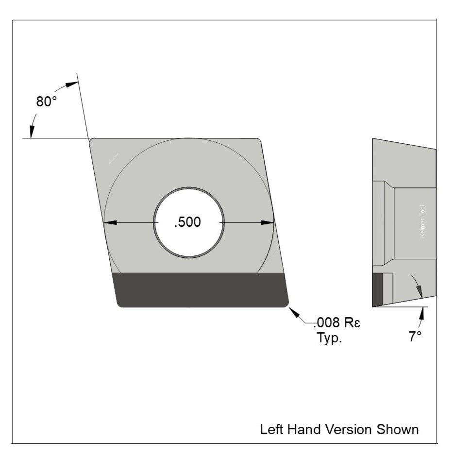 CCGW-430.5 Full Edge LH Polycrystalline Diamond (PCD) Coarse Grade CTM302 (2/30µm)