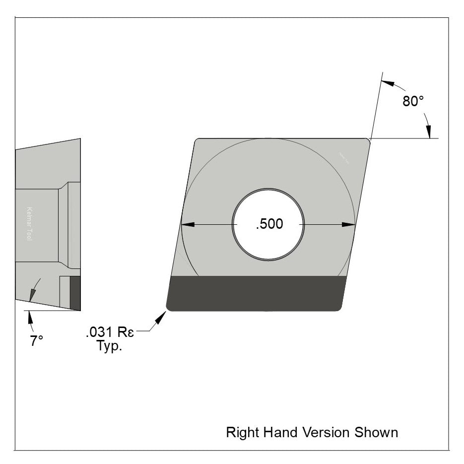 CCGW-432 Full Edge RH Polycrystalline Diamond (PCD) Coarse Grade CTM302 (2/30µm)