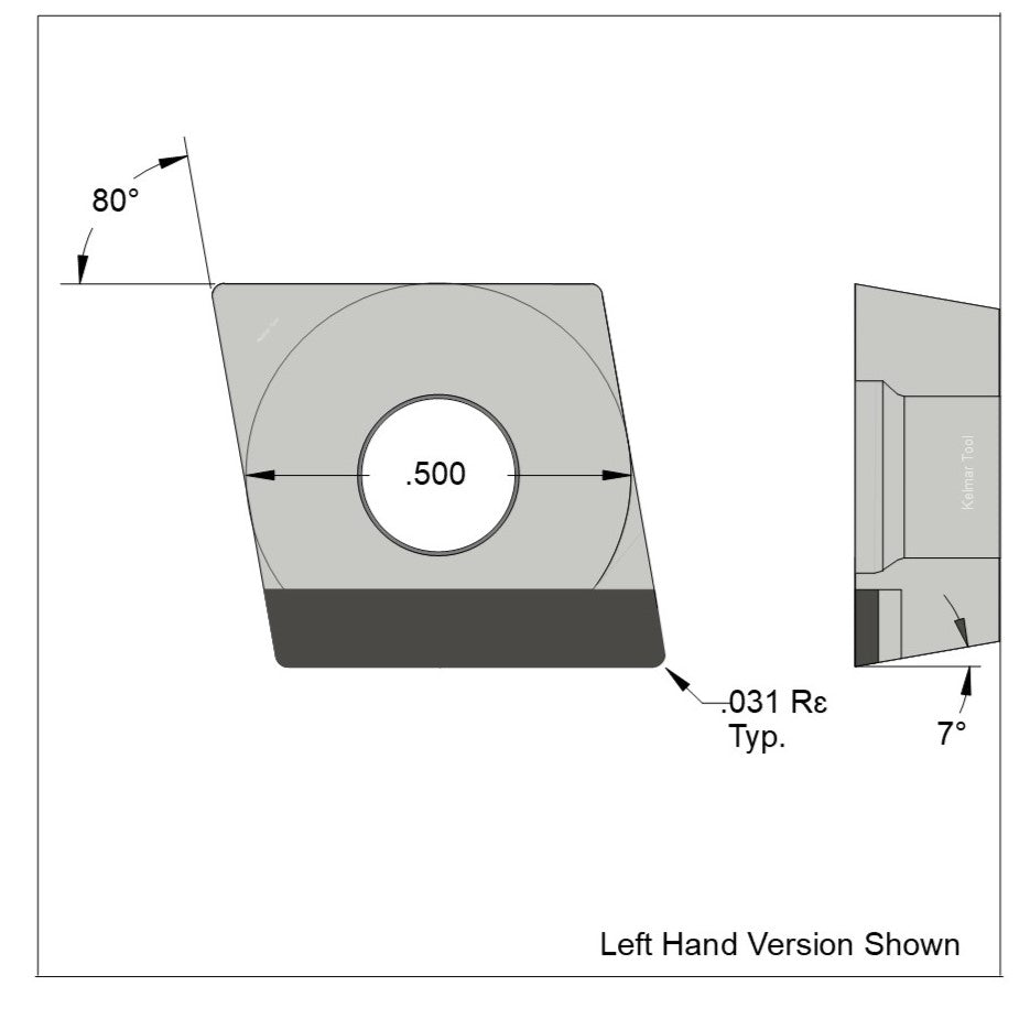 CCGW-432 Full Edge LH Polycrystalline Diamond (PCD) Coarse Grade CTM302 (2/30µm)
