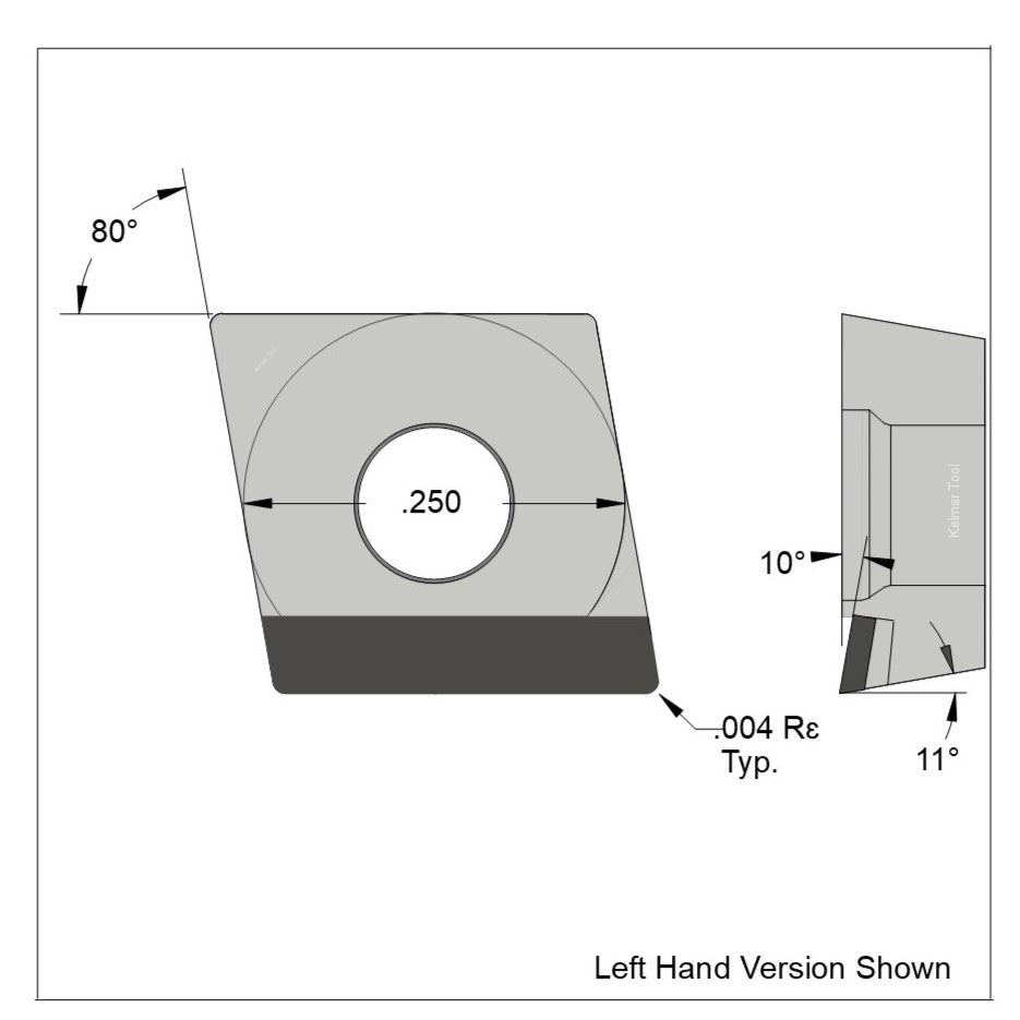CPGT-21.50.25 Full Edge LH Polycrystalline Diamond (PCD) Coarse Grade CTM302 (2/30µm)
