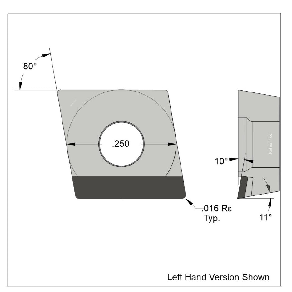 CPGT-21.51 Full Edge LH Polycrystalline Diamond (PCD) Coarse Grade CTM302 (2/30µm)