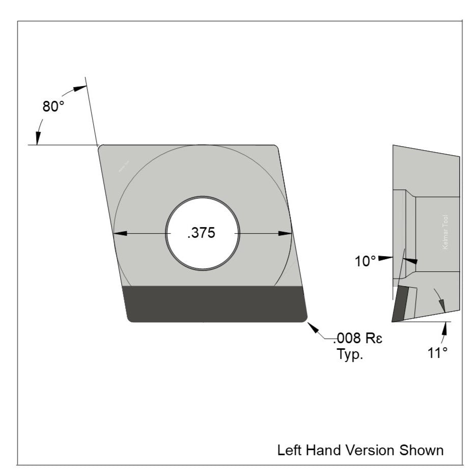 CPGT-32.50.5 Full Edge LH Polycrystalline Diamond (PCD) Coarse Grade CTM302 (2/30µm)