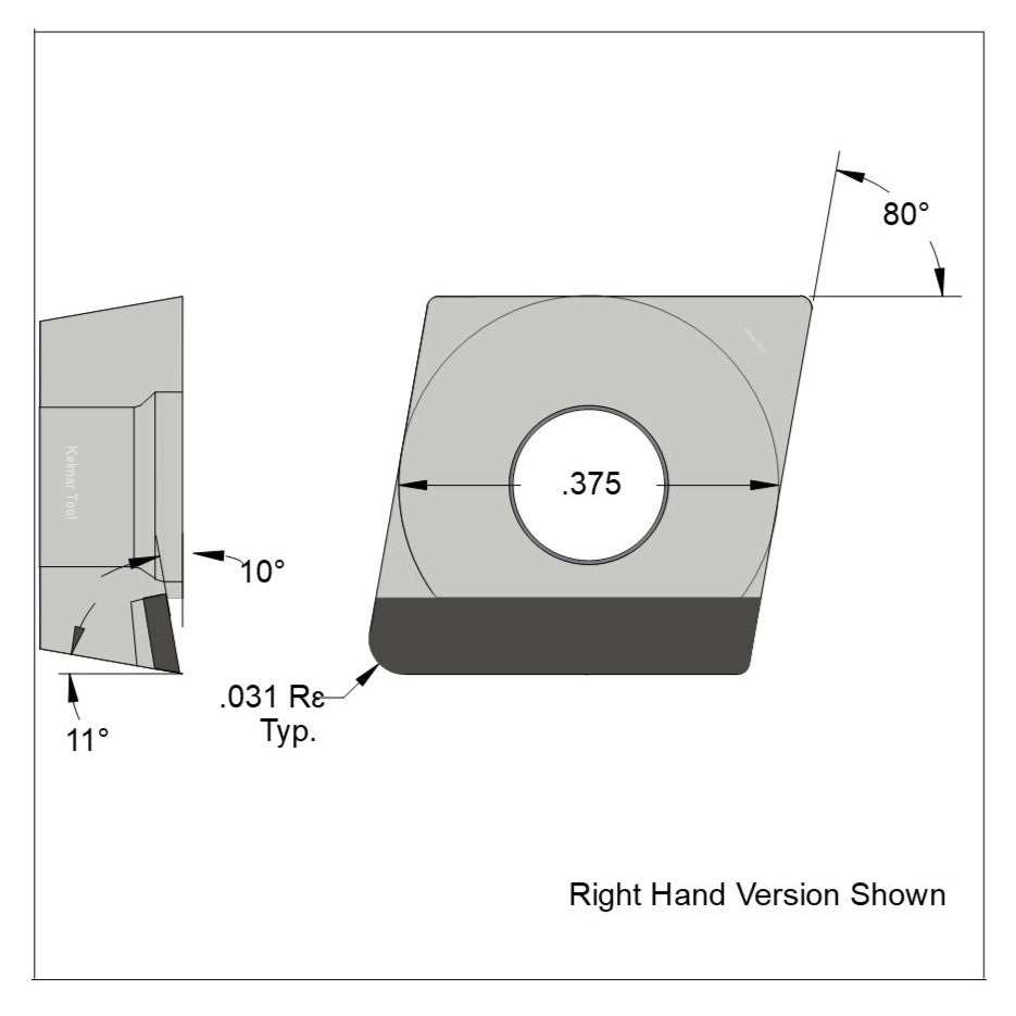 CPGT-32.52 Full Edge RH Polycrystalline Diamond (PCD) Coarse Grade CTM302 (2/30µm)