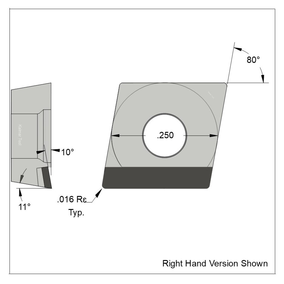 CPGT-21.51 Full Edge RH Polycrystalline Diamond (PCD) Coarse Grade CTM302 (2/30µm)