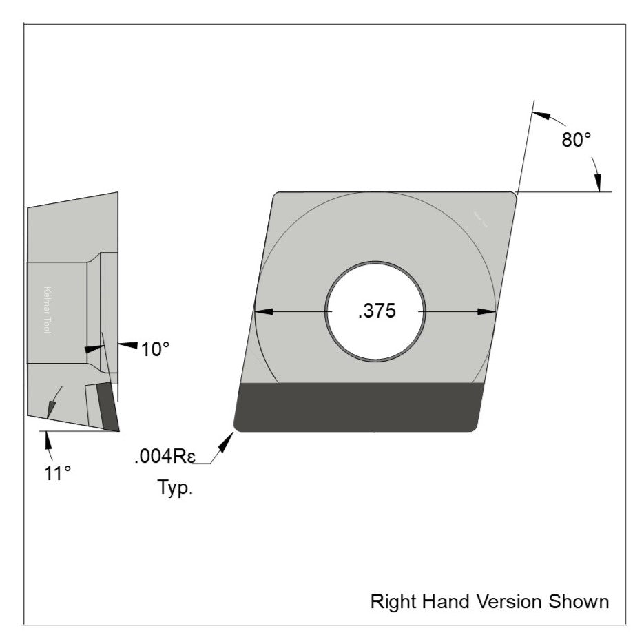 CPGT-32.50.25 Full Edge RH Polycrystalline Diamond (PCD) Coarse Grade CTM302 (2/30µm)