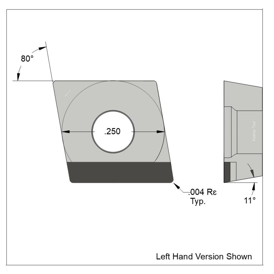 CPGW-21.50.25 Full Edge LH Polycrystalline Diamond (PCD) Coarse Grade CTM302 (2/30µm)