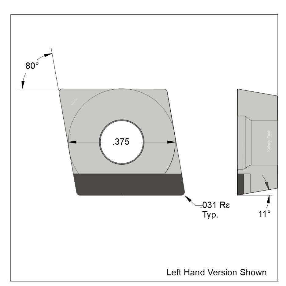 CPGW-21.52 Full Edge LH Polycrystalline Diamond (PCD) Coarse Grade CTM302 (2/30µm)